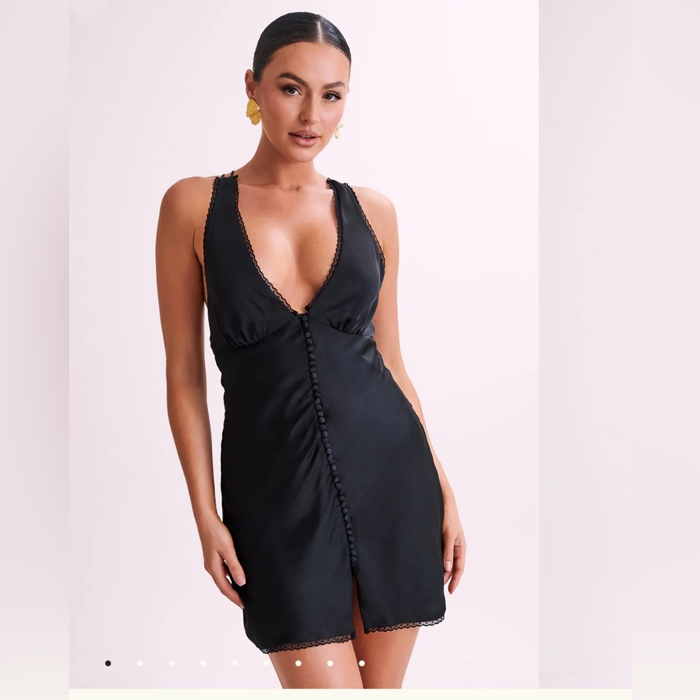 Meshki Amiri black satin dress - Medium NWT